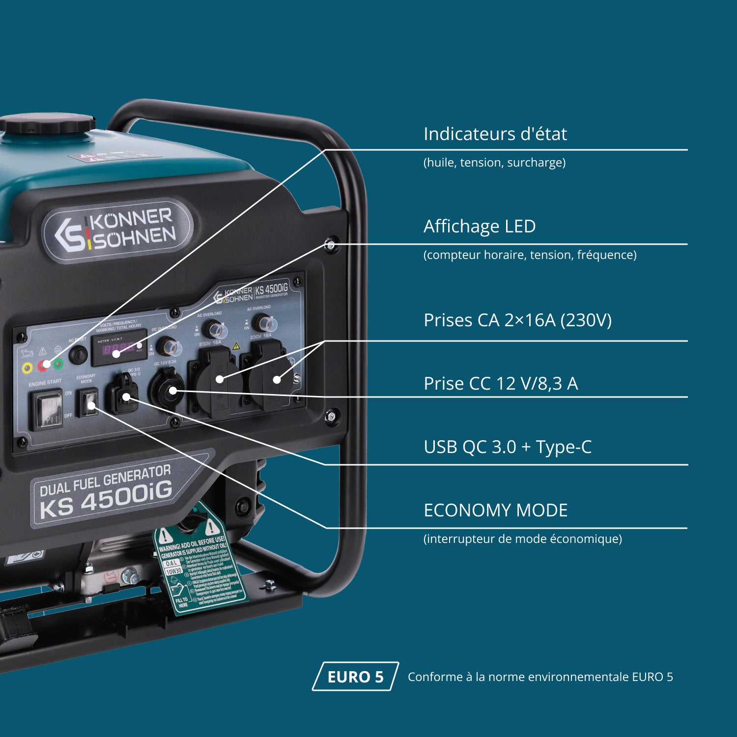 Groupe électrogène Inverter Bi-Carburant KS 4500iG