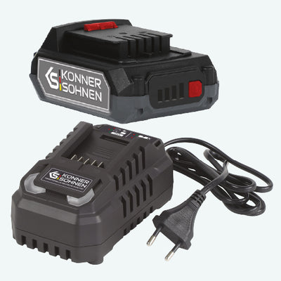 20V 2Ah battery and 20V 2,4A charger included 