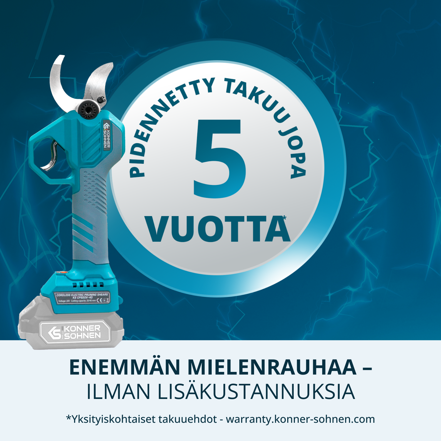 Johdottomat sähköiset oksasakset KS CPS20V-40 Case