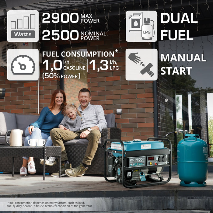 LPG/Benzínový generátor „Könner & Söhnen“ KS 2900G