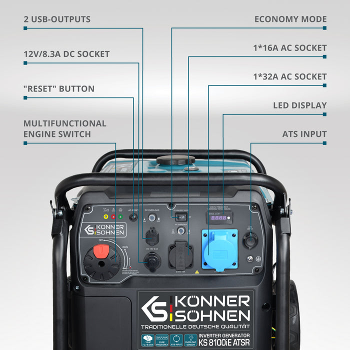 Generador inverter Könner & Söhnen Inverter-generator KS 8100iE ATSR