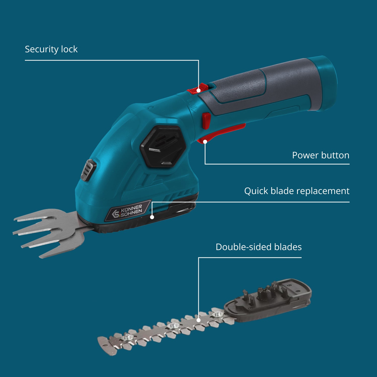Cordless 2 in 1 Grass Shear and Hedge Trimmer with Telescopic Extension Pole KS SHT-8V + Extension Pole