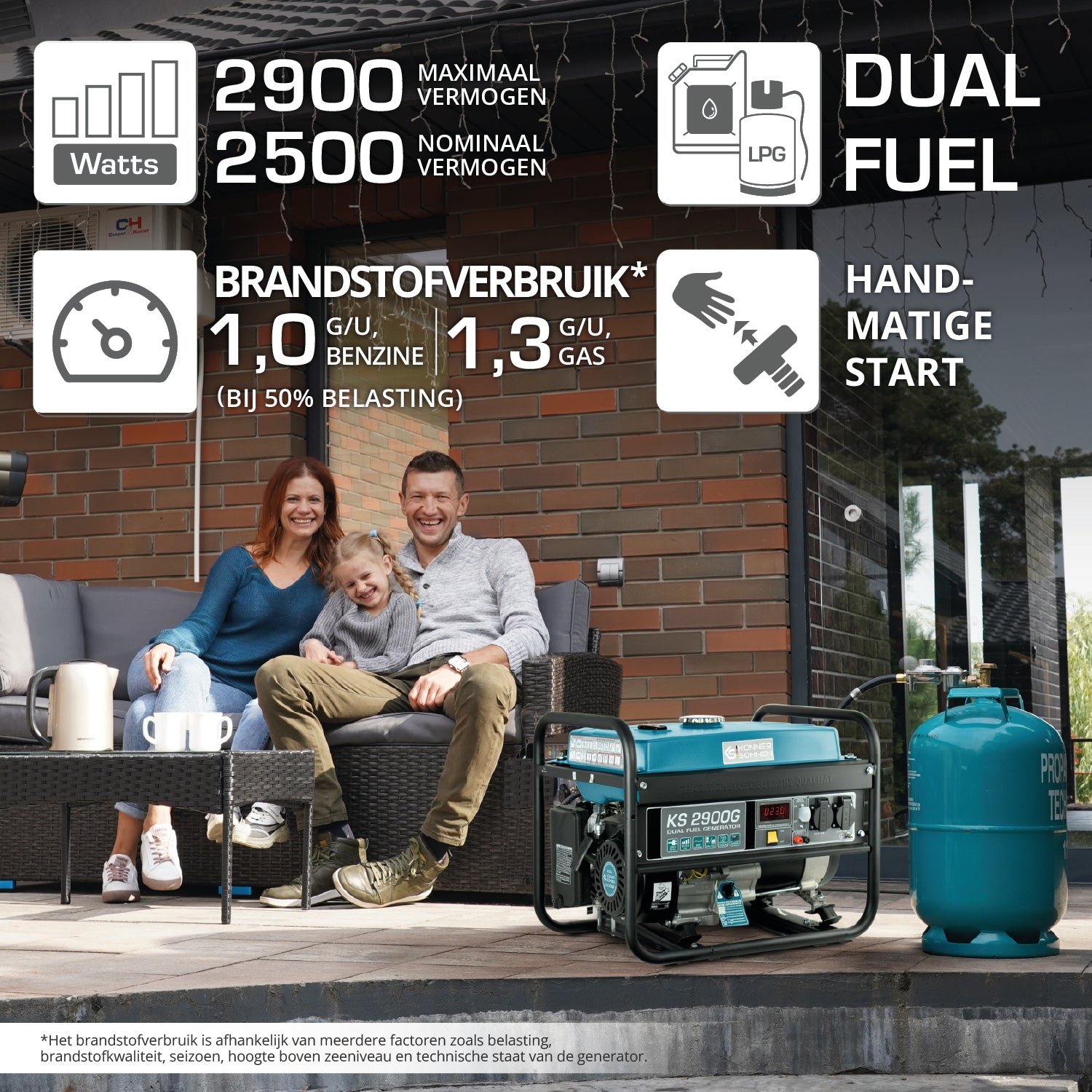 LPG/benzinski generator „Könner & Söhnen“ KS 2900G