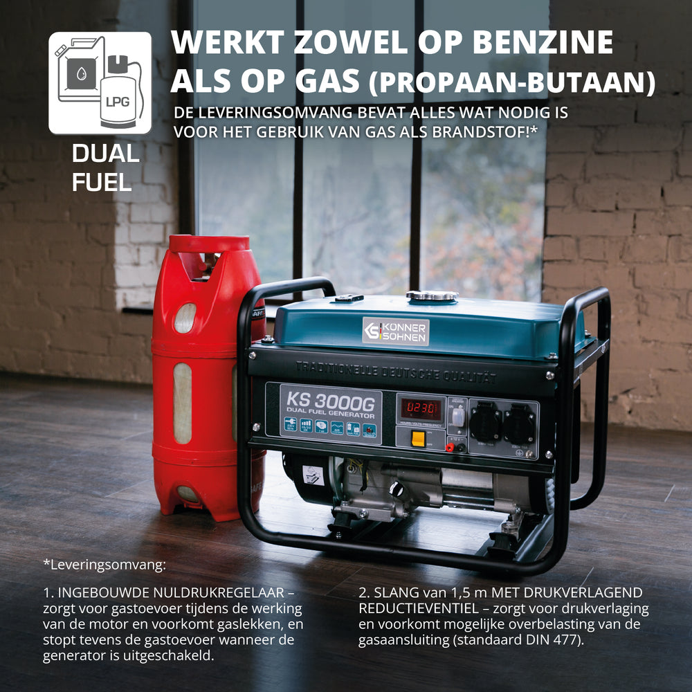 LPG/benzinegenerator "Könner & Söhnen" KS 3000G