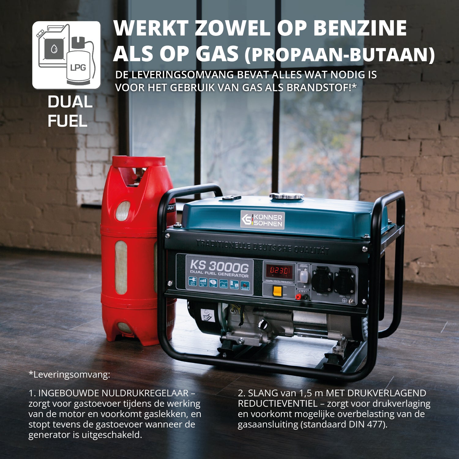 LPG/benzinegenerator "Könner & Söhnen" KS 3000G