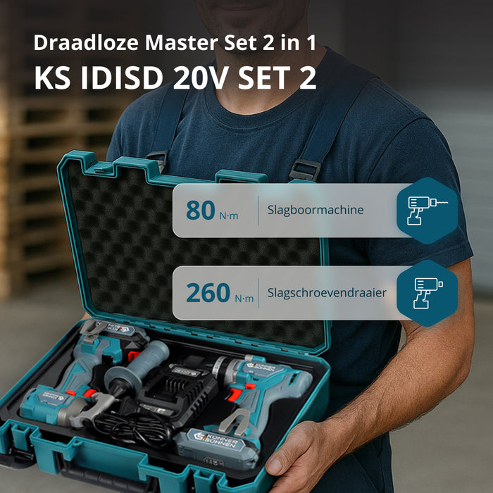Ledningsfri Master Sæt 2i1 KS IDISD 20V SET 2 PLUS