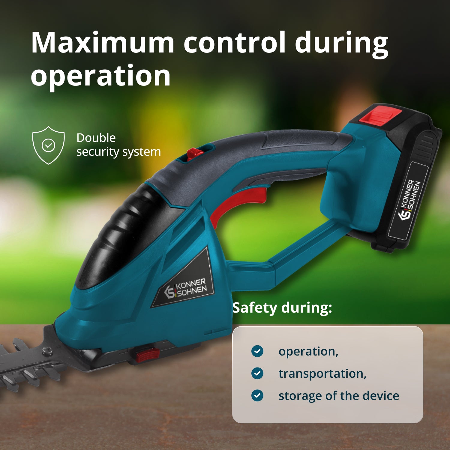 Cordless 2 in 1 Grass Shear and Hedge Trimmer with Telescopic Extension Pole KS SHT-20V + Extension Pole