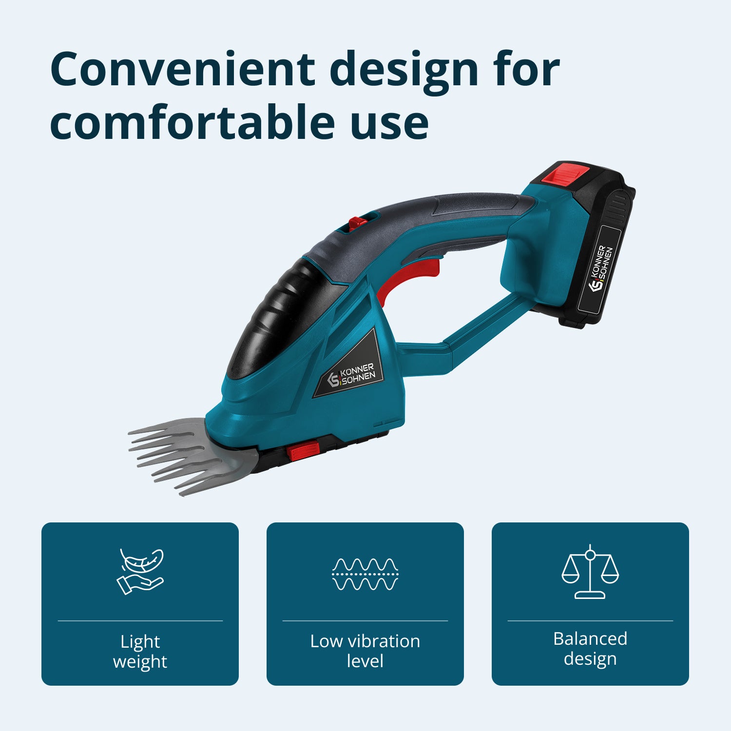 Cordless 2 in 1 Grass Shear and Hedge Trimmer with Telescopic Extension Pole KS SHT-20V + Extension Pole