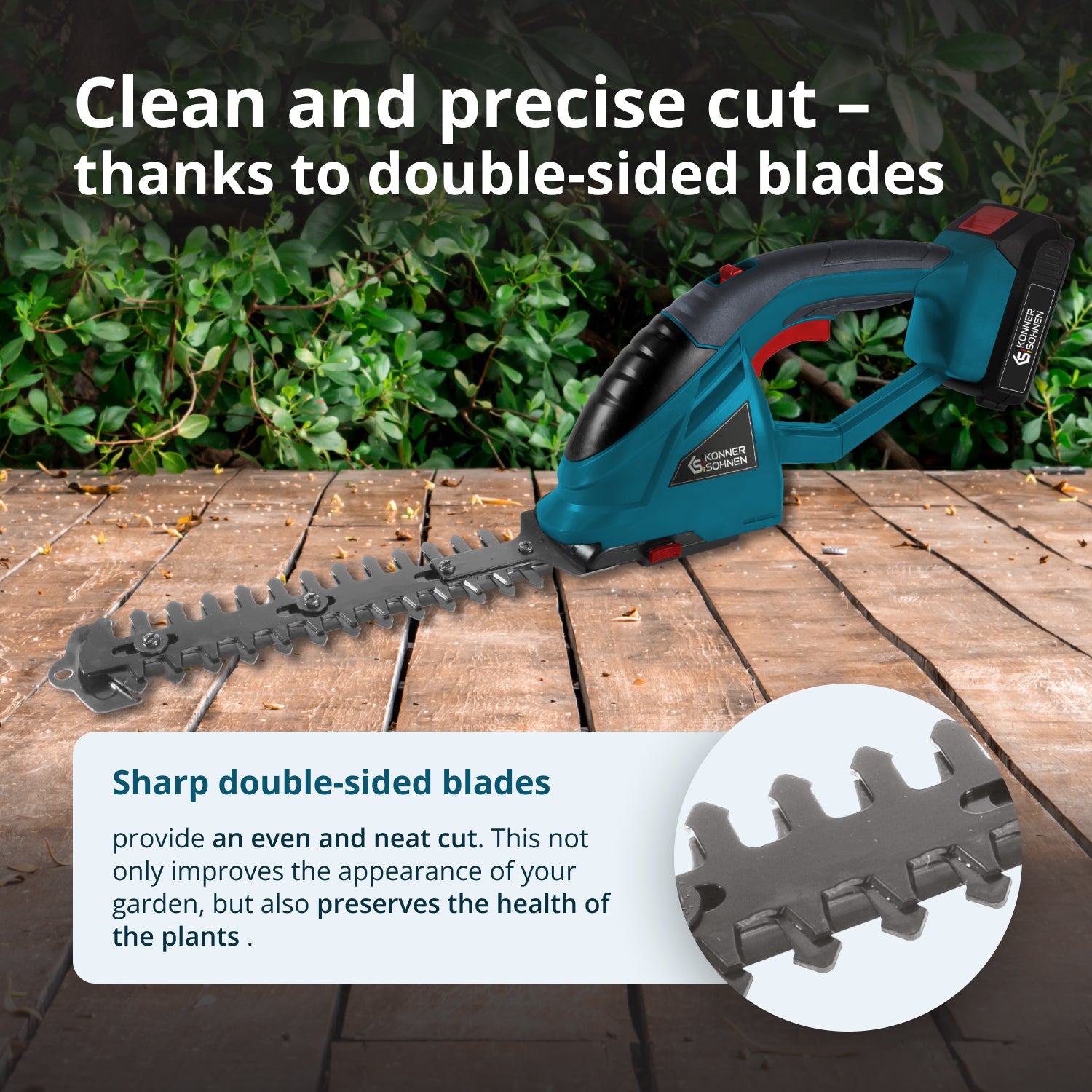 Cordless 2 in 1 Grass Shear and Hedge Trimmer with Telescopic Extension Pole KS SHT-20V + Extension Pole