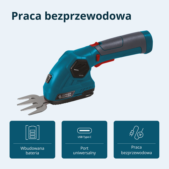Akumulatorowe nożyce do trawy i żywopłotu 2 w 1 z przedłużaczem teleskopowym KS SHT-8V + Extension Pole