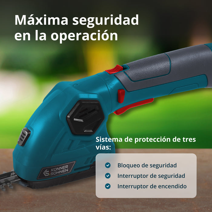Tijeras de césped y cortasetos 2 en 1 inalámbricas con poste de extensión telescópico KS SHT-8V + Extension Pole