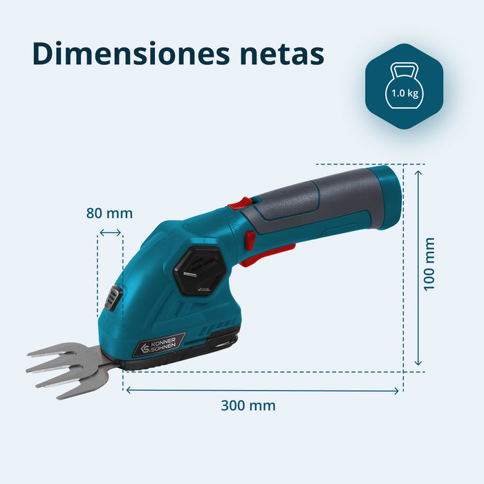 Tijeras de césped y cortasetos 2 en 1 inalámbricas con poste de extensión telescópico KS SHT-8V + Extension Pole