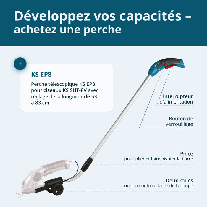 Taille-haie et cisaille à gazon sans fil 2 en 1 KS SHT-8V