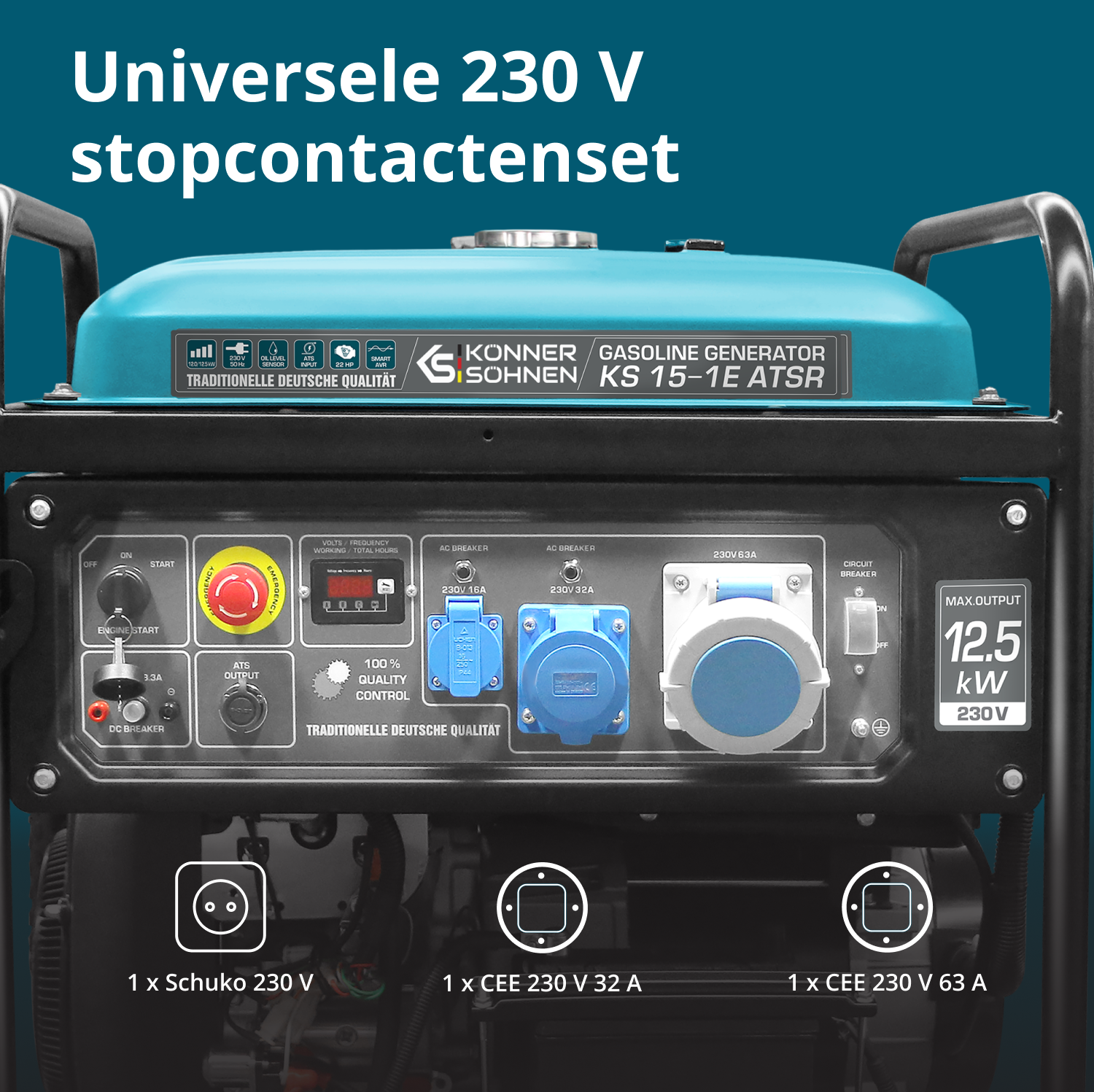 Benzingenerátor „Könner & Söhnen” KS 15-1E ATSR