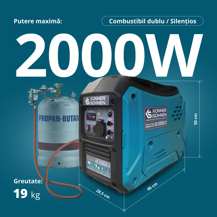 Generator cu inverter pe GPL/benzină KS 2000iG S