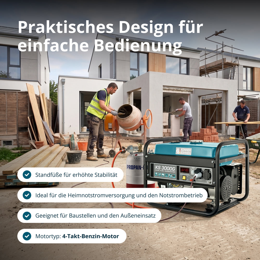 LPG/Benzin-Generator "Könner & Söhnen" KS 3000G (B-Ware Hervorragend)