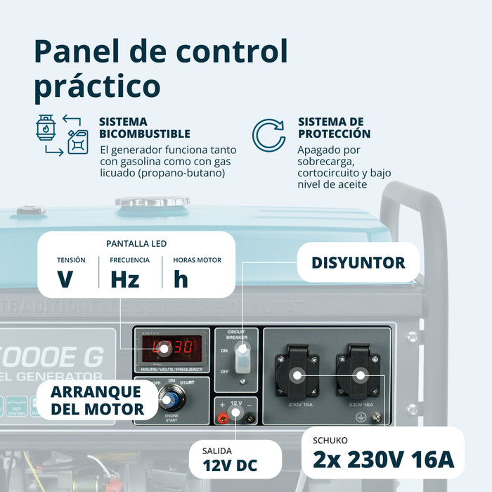 Generador híbrido de gasolina y gas "Könner & Söhnen" KS 5000E G