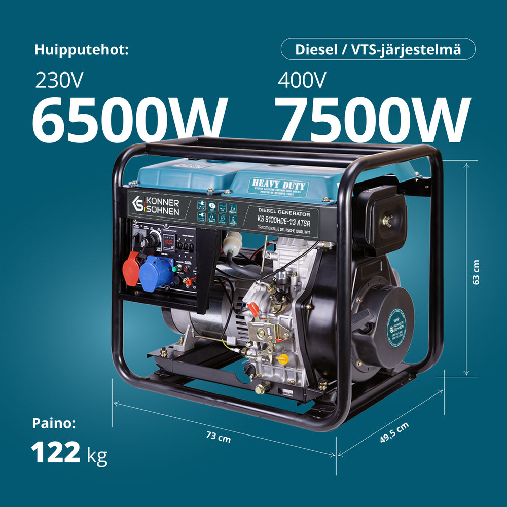 Dieselgeneraattori "Könner & Söhnen" KS 9100HDE-1/3 ATSR (EURO V)