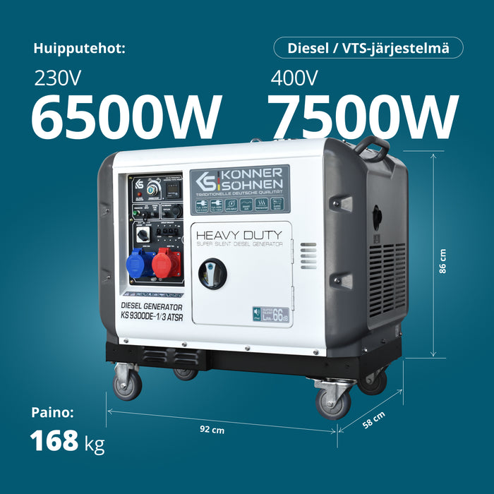 Dieselgeneraattori "Könner & Söhnen" KS 9300DE-1/3 ATSR (EURO V)