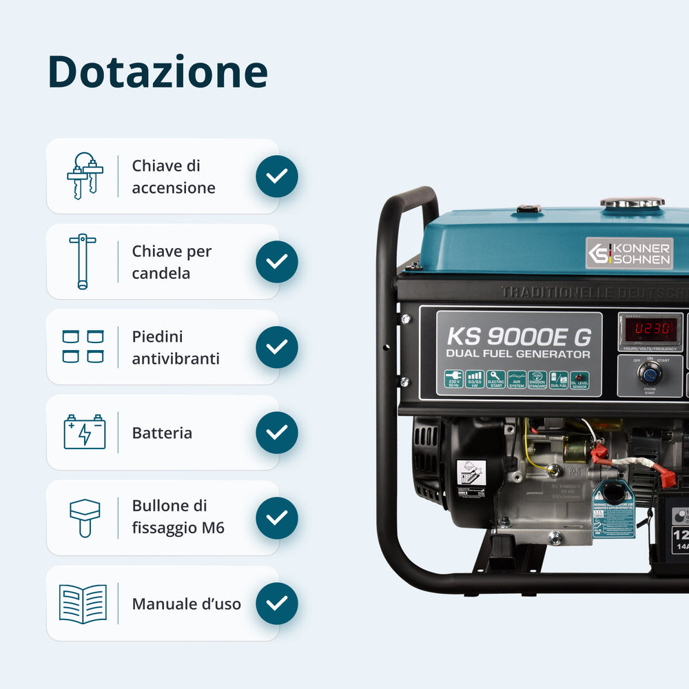Generatore a GPL/Benzina Könner & Söhnen KS 9000E G