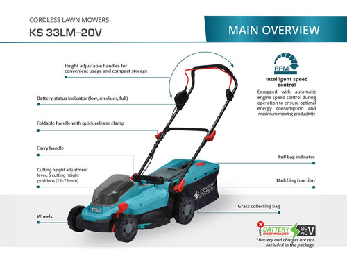 Trådlös gräsklippare KS 33LM-20V