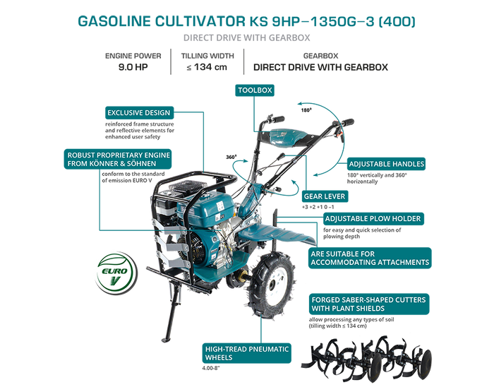 Benzindrevet fræser KS 9HP-1350G-3 (400)