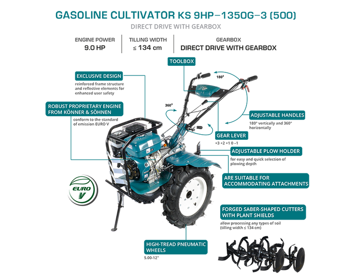 Motozappa a benzina KS 9HP-1350G-3 (500)