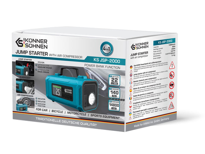 Startkabel med batteridriven kompressor KS JSP-2000
