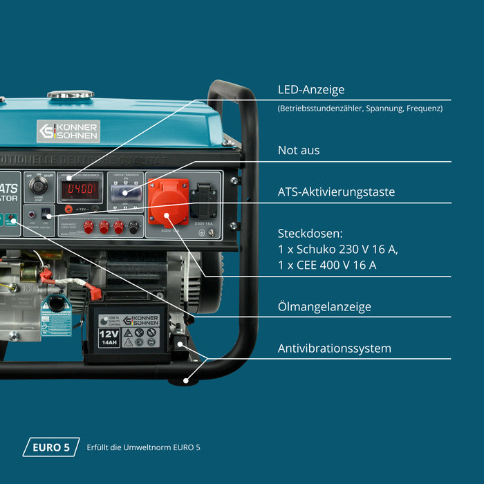 Benzin-Generator "Könner & Söhnen" KS 10000E-3 ATS
