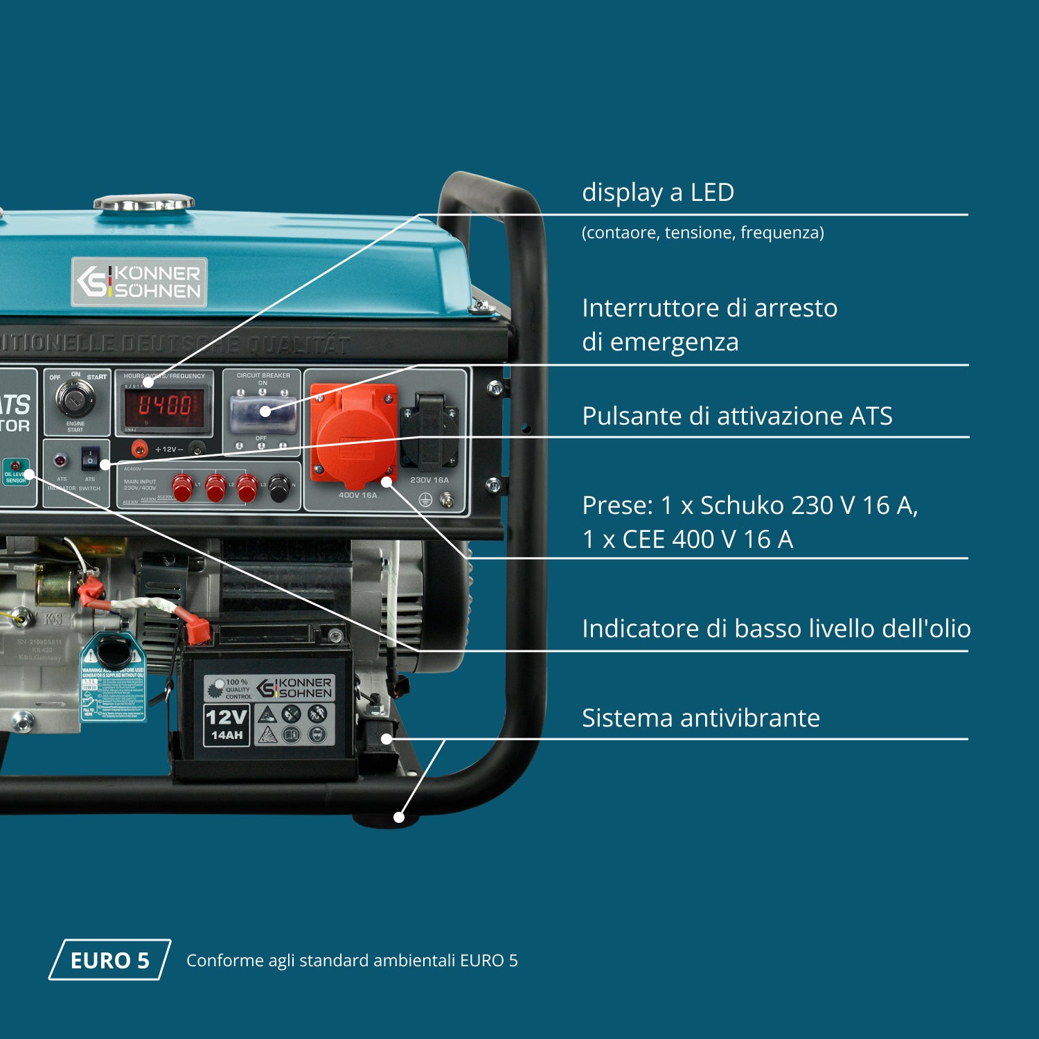 Generatore a benzina "Könner & Söhnen" KS 10000E-3 ATS