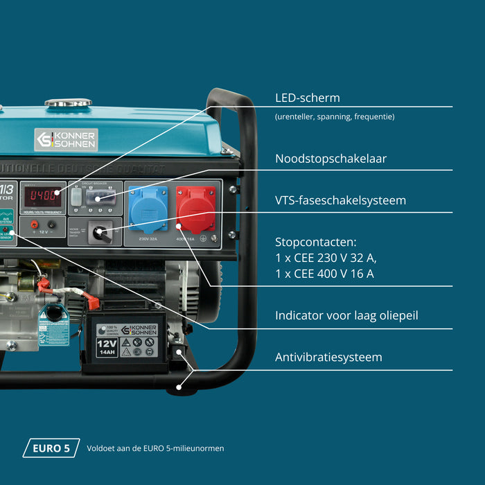 Gerador a gasolina "Könner & Söhnen" KS 10000E 1/3