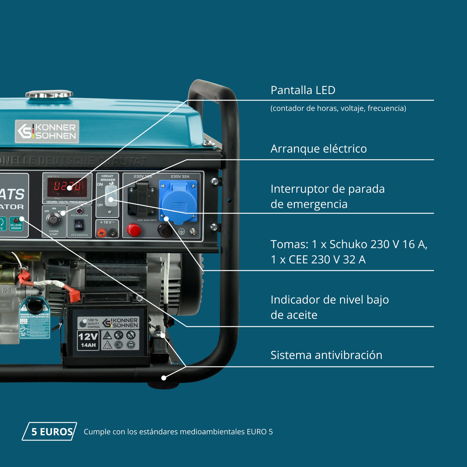 Generador de gasolina "Könner & Söhnen" KS 10000E ATS