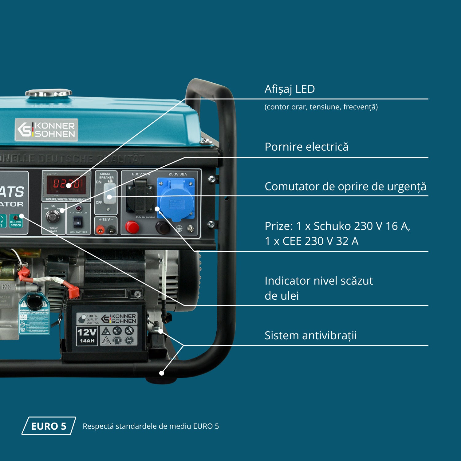 Generator pe benzină „Könner & Söhnen” KS 10000E ATS