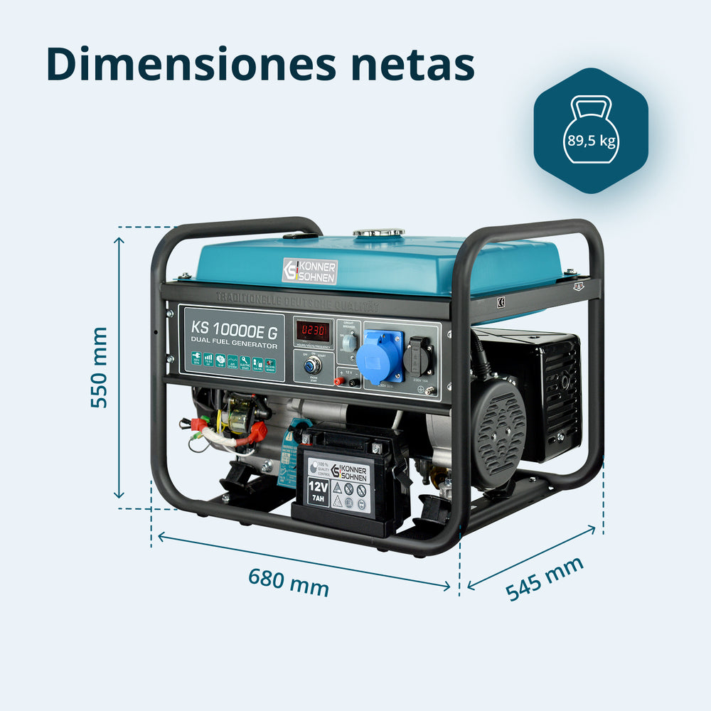 Generador híbrido de gasolina y gas "Könner & Söhnen" KS 10000E G