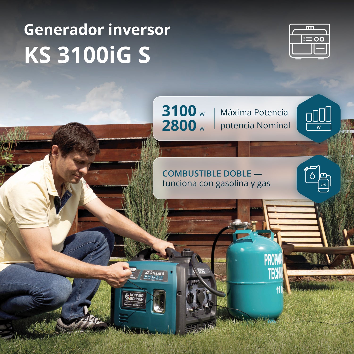 Generador inverter híbrido de gas/gasolina KS 3100iG S