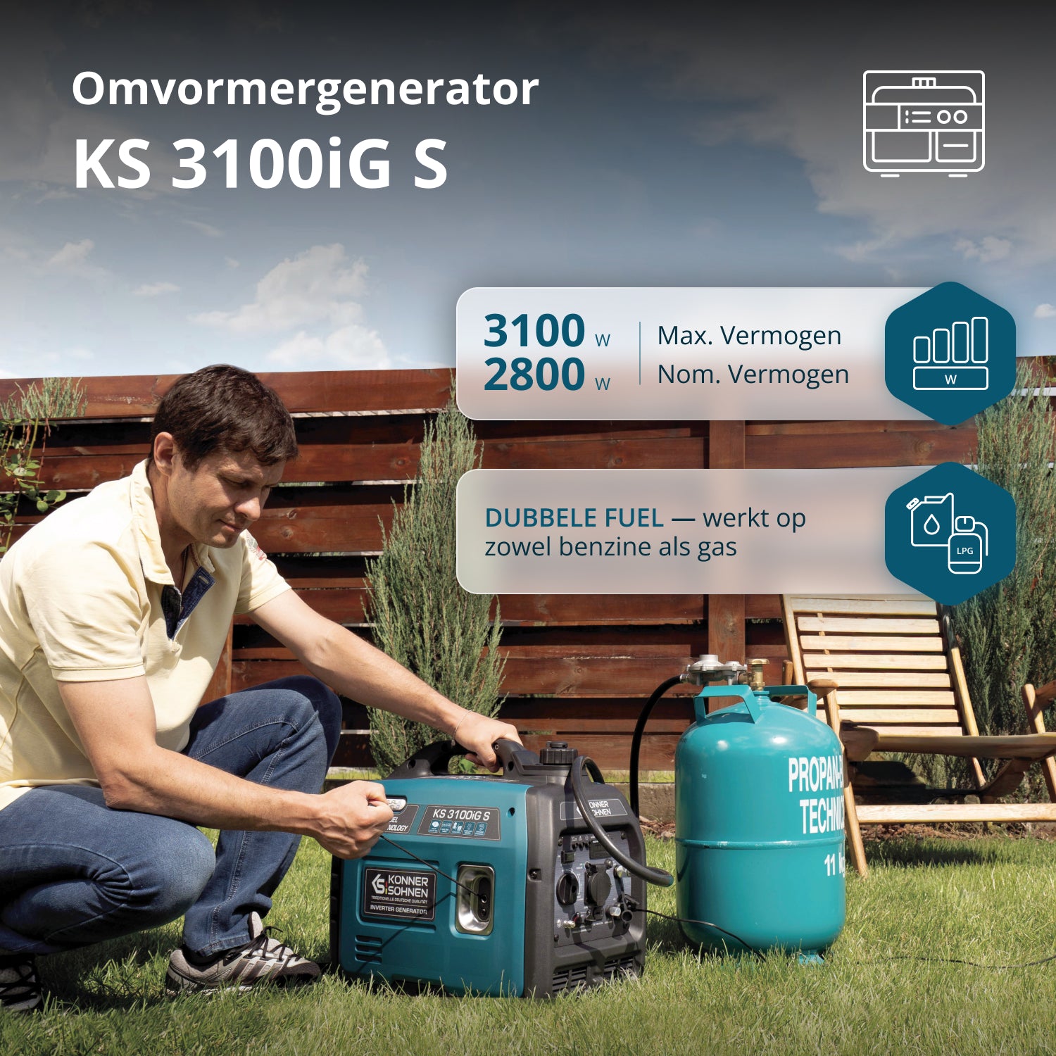Invertorový generátor na LPG/benzín KS 3100iG S