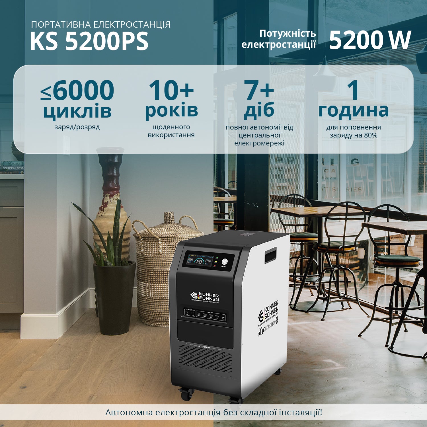 Портативна електростанція 3-в-1 KS 5200PS