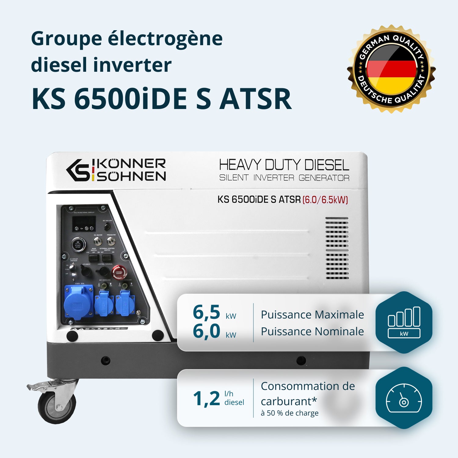 Groupe électrogène diesel inverter dans un caisson insonorisé KS 6500iDE S ATSR (Reconditionné Bon état)