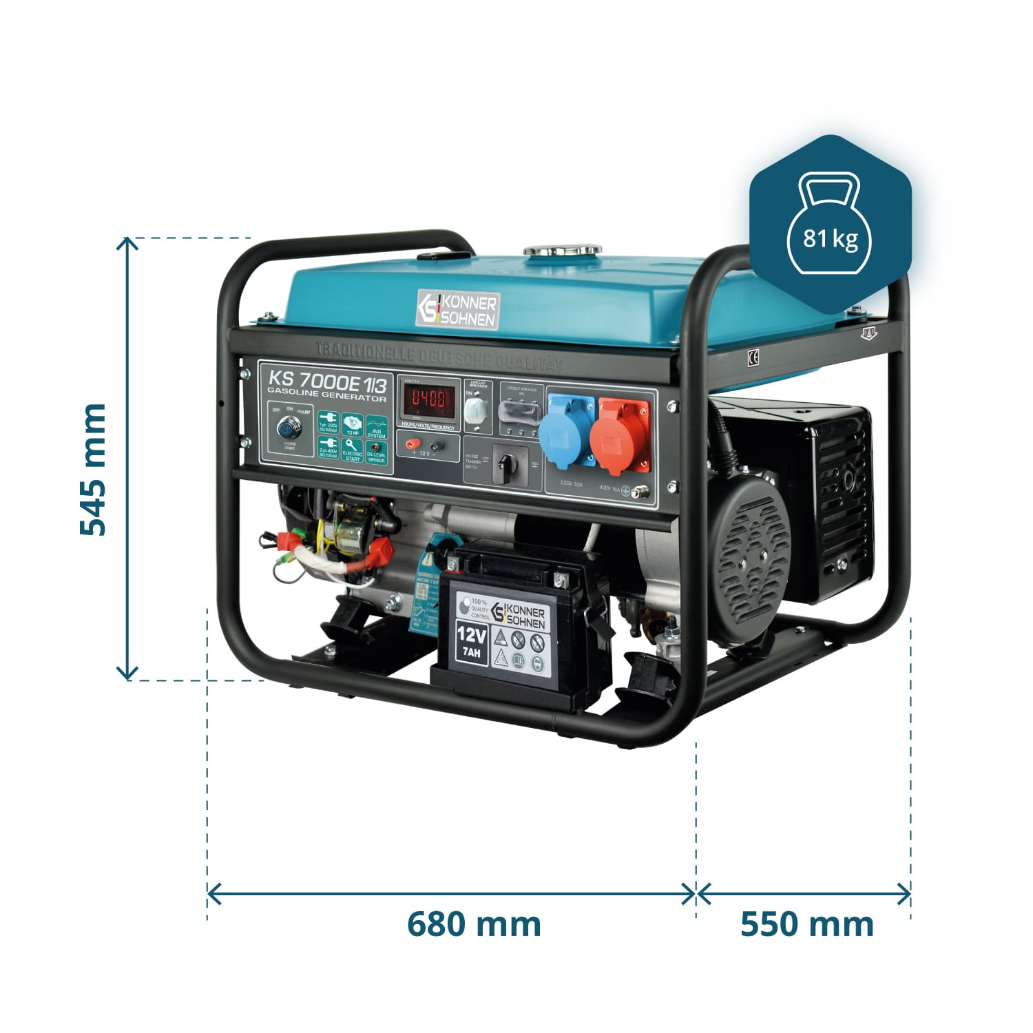Bensiinikäyttöinen generaattori 'Könner & Söhnen' KS 7000E 1/3
