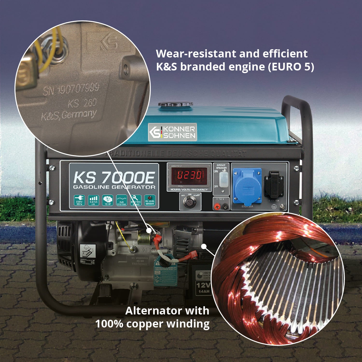 Benzinski generator „Könner & Söhnen“ KS 7000E