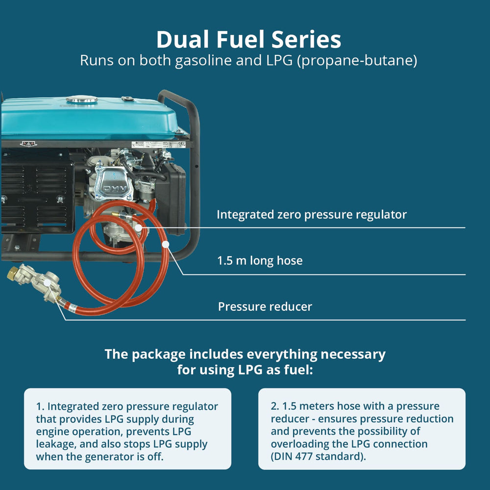 Generador híbrido de gasolina y gas "Könner & Söhnen" KS 7000E G