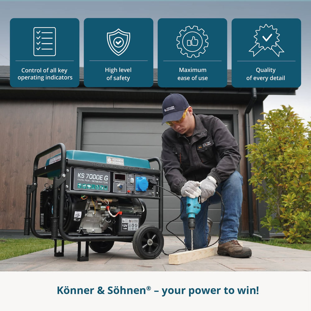 Generador híbrido de gasolina y gas "Könner & Söhnen" KS 7000E G
