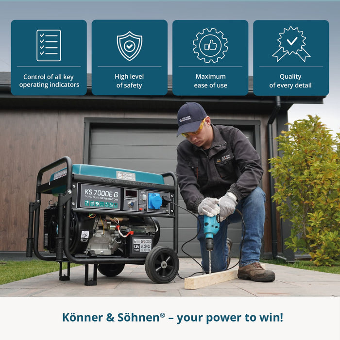 Generador híbrido de gasolina y gas "Könner & Söhnen" KS 7000E G