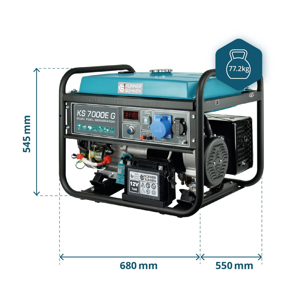 Generador híbrido de gasolina y gas "Könner & Söhnen" KS 7000E G