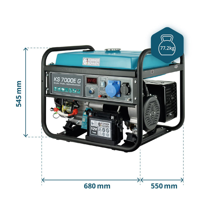 Generador híbrido de gasolina y gas "Könner & Söhnen" KS 7000E G