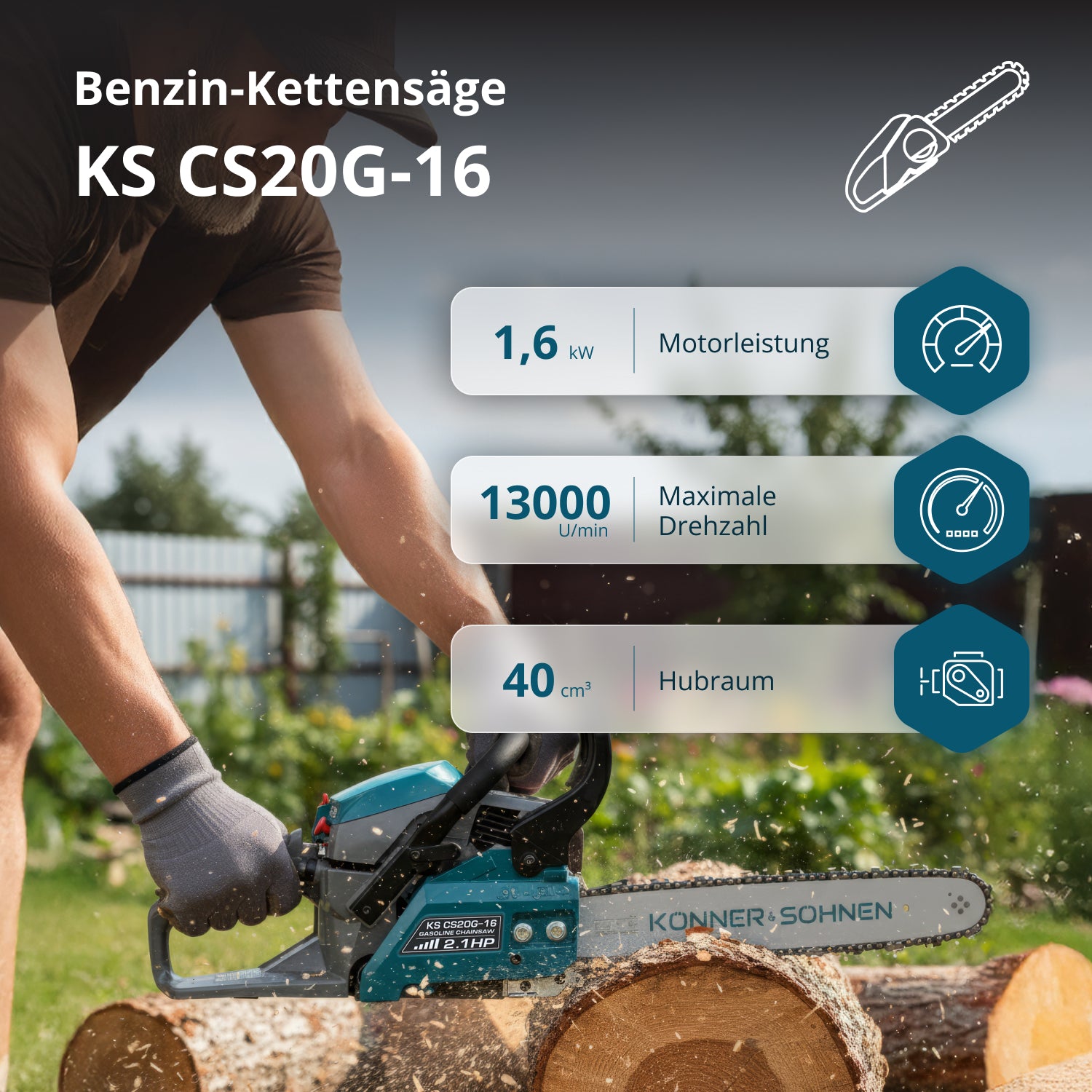 Benzin-Kettensäge KS CS20G-16