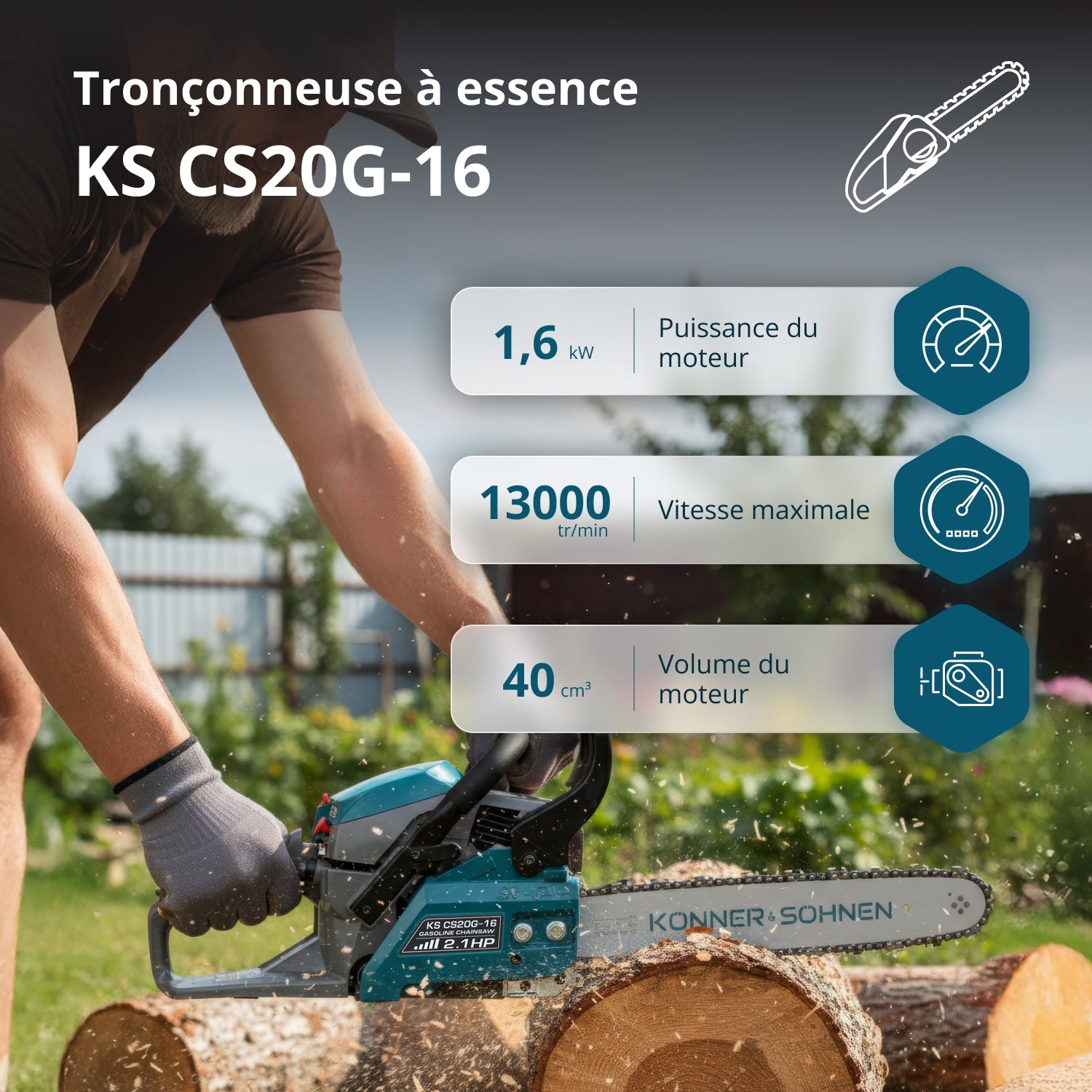 Tronçonneuse à essence KS CS20G-16