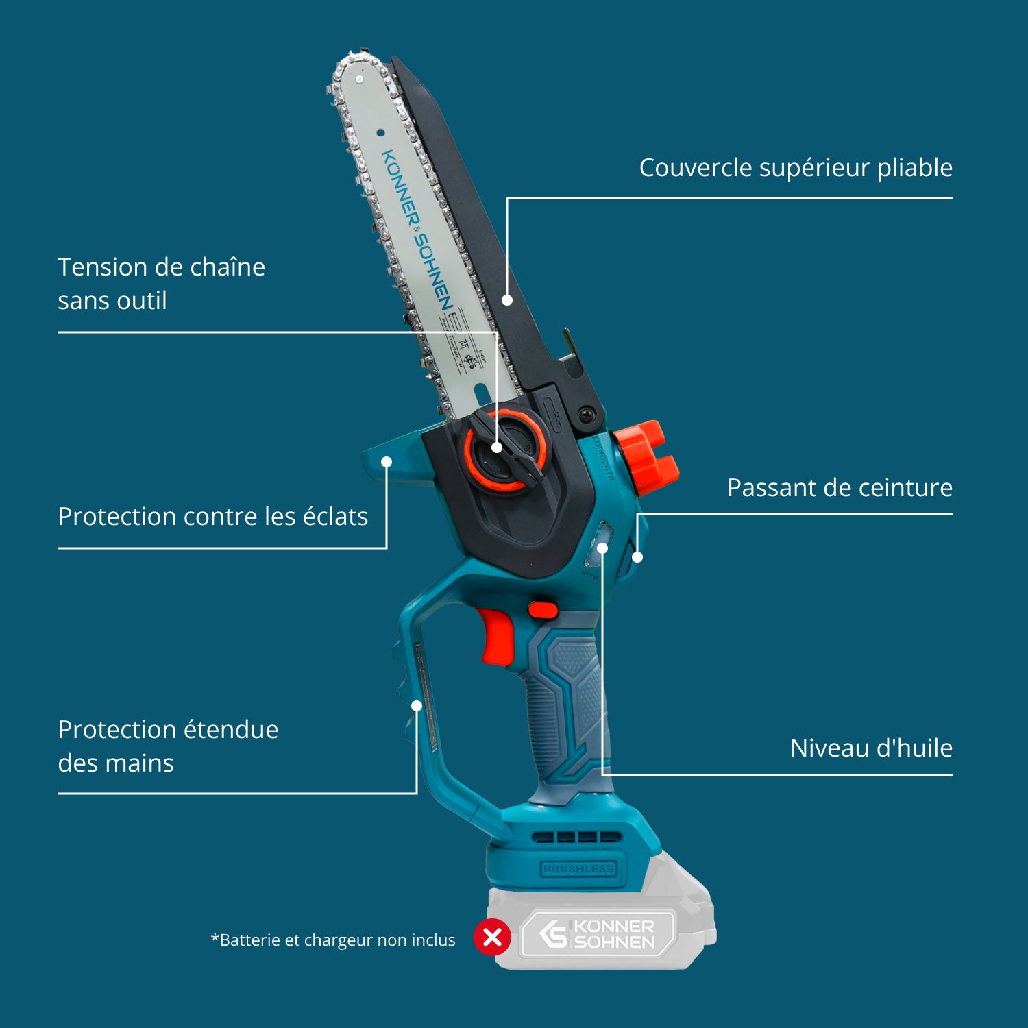 Snoerloze Mini Kettingzaag KS MCS20V-8