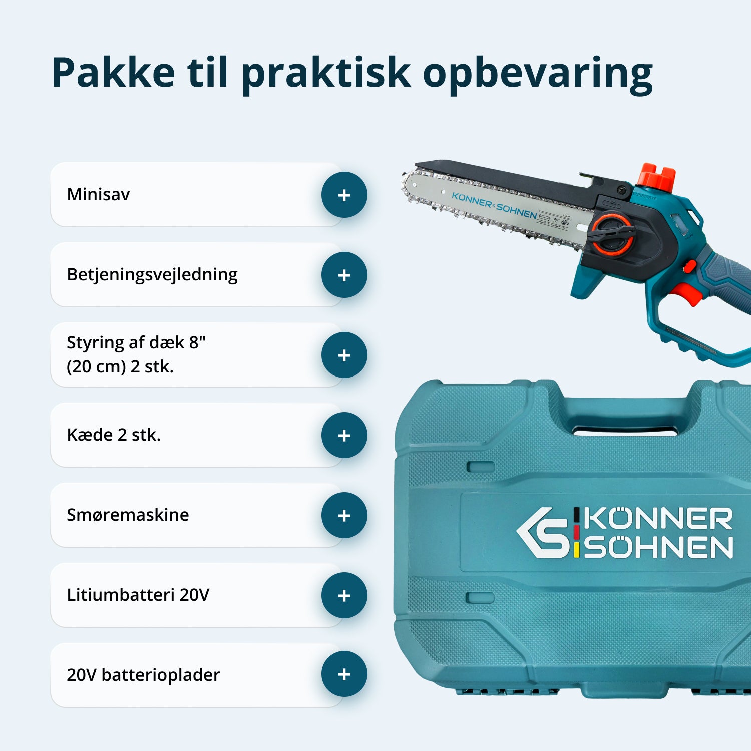 Ledningsfri Mini Kædesav KS MCS20V-8 Kasse