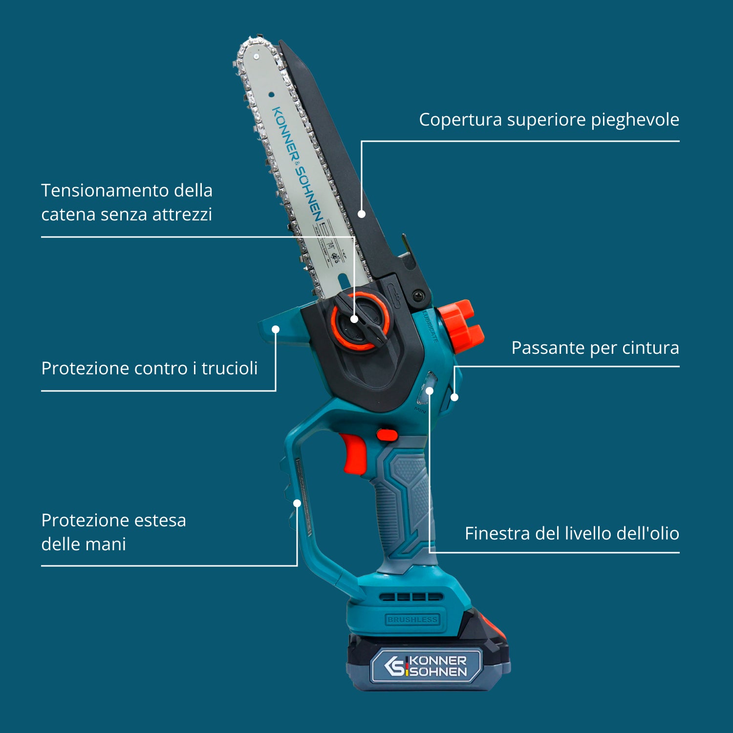 Motosega Mini Senza Fili KS MCS20V-8 Custodia